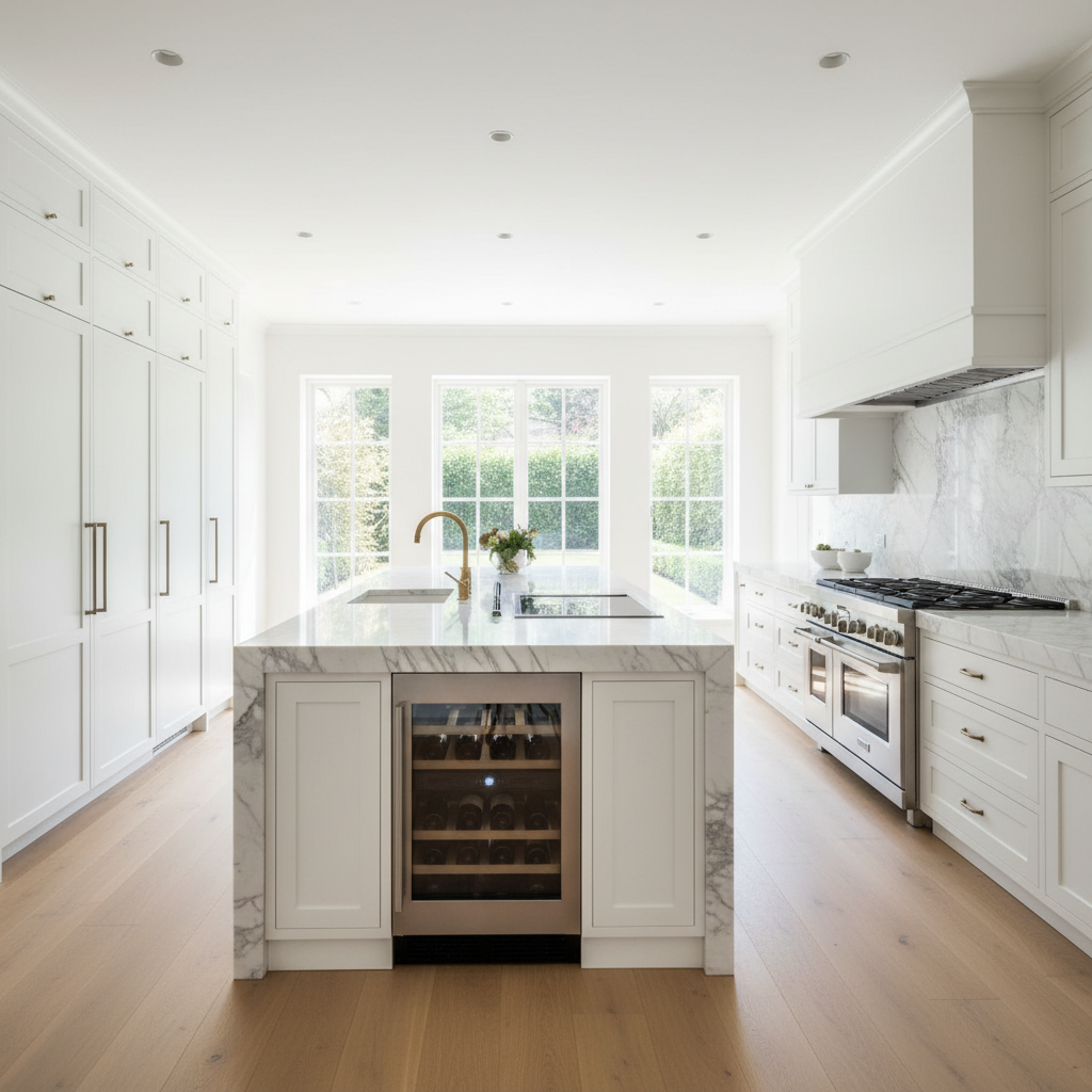 Luxury modern kitchen with built-in appliances